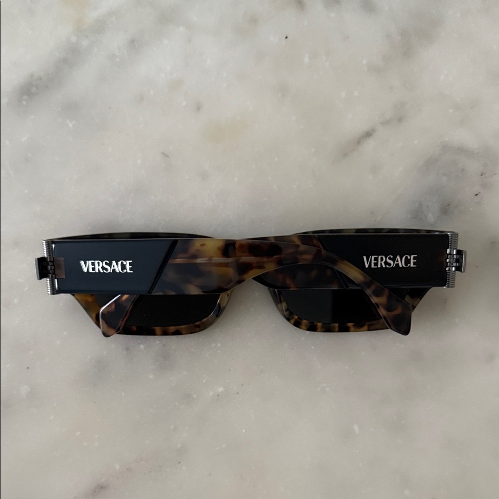 Versace Tortoise Shell Rectangular Sunglasses - image 2